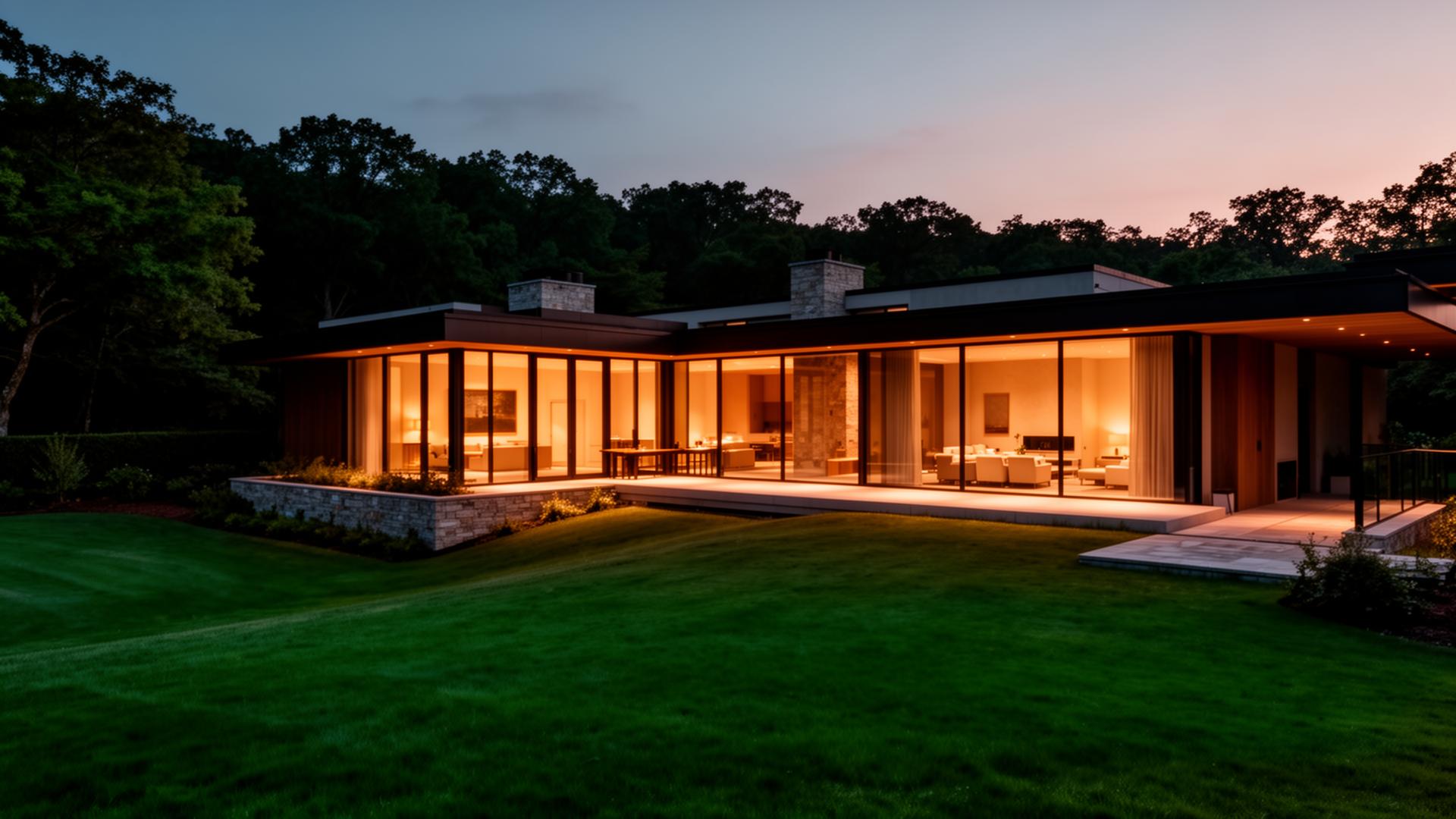 Luxury estate at twilight